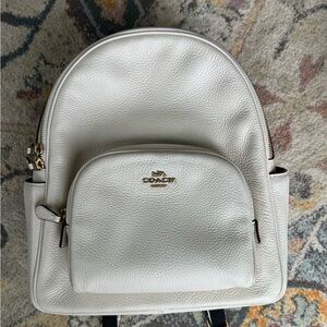 Coach White Backpack with Dome Shape and Gold Hardware